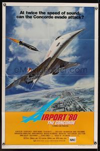 6x189 CONCORDE: AIRPORT '79 style B int'l 1sh '79 art of the fastest airplane attacked by missile!