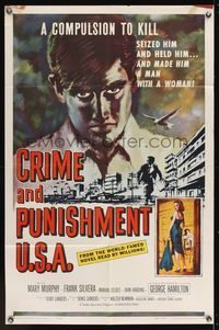 6x193 CRIME & PUNISHMENT U.S.A. 1sh '59 introducing George Hamilton, from the world-famed novel!