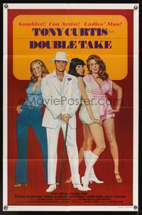 6x229 DOUBLE TAKE int'l 1sh '79 artwork of Tony Curtis with sexy girls!