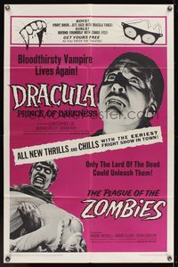 6x237 DRACULA PRINCE OF DARKNESS/PLAGUE OF THE ZOMBIES 1sh '66 bloodsuckers & undead double-bill!
