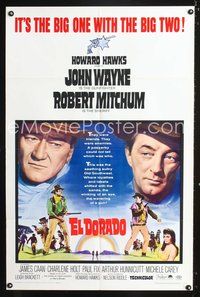 6x260 EL DORADO 1sh '66 John Wayne, Robert Mitchum, Howard Hawks, the big one with the big two!