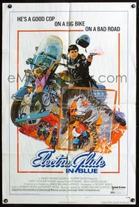 6x261 ELECTRA GLIDE IN BLUE style B 1sh '73 cool art of motorcycle cop Robert Blake!