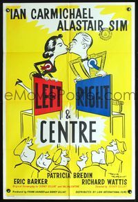 6x493 LEFT RIGHT & CENTRE English 1sh '61 wacky art of political candidates in love by Langdon!