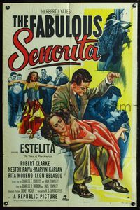 6x275 FABULOUS SENORITA 1sh '52 art of Robert Clarke spanking Estelita Rodriguez!