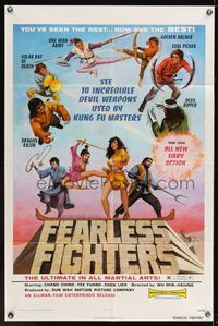 6x293 FEARLESS FIGHTERS 1sh '73 wild art of 10 incredible Kung Fu weapons!