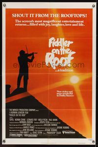 6x295 FIDDLER ON THE ROOF 1sh R79 Norman Jewison directed, cool art of Topol!