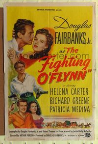 6x298 FIGHTING O'FLYNN 1sh '49 cool art of swashbuckling Douglas Fairbanks, Jr., Helena Carter!