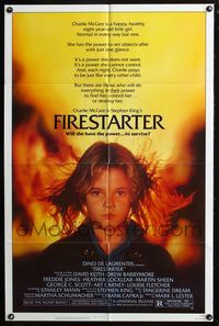 6x306 FIRESTARTER 1sh '84 close up of creepy eight year-old Drew Barrymore, sci-fi!