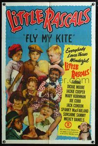 6x319 FLY MY KITE 1sh R51 great images of Little Rascals Spanky, Farina, Our Gang!
