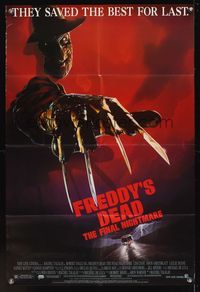 6x330 FREDDY'S DEAD 1sh '91 great art of Robert Englund as Freddy Krueger!