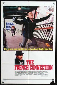 6x331 FRENCH CONNECTION 1sh '71 Gene Hackman in movie chase climax, directed by William Friedkin!