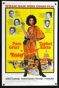 6x334 FRIDAY FOSTER 1sh '76 artwork of sexiest Pam Grier with gun and camera!