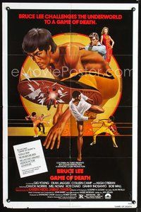 6x339 GAME OF DEATH 1sh '79 Bruce Lee, cool Bob Gleason martial arts artwork!