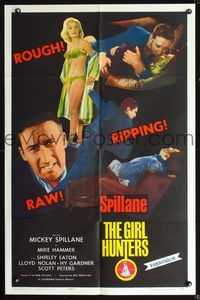 6x350 GIRL HUNTERS style A 1sh '63 Mickey Spillane pulp fiction, sexy barely-dresed Shirley Eaton!