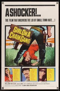 6x353 GIRL ON A CHAIN GANG 1sh '66 poor white trash, art of chained girl being punished!