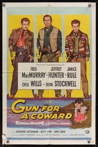 6x372 GUN FOR A COWARD 1sh '56 art of cowboys Fred MacMurray, Jeffrey Hunter & Dean Stockwell!