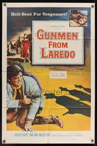 6x381 GUNMEN FROM LAREDO 1sh '59 western action art of cowboy drawing gun in gunfight!