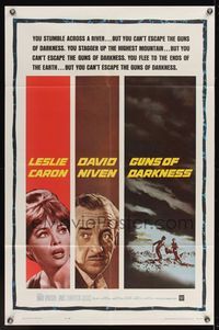 6x383 GUNS OF DARKNESS 1sh '62 Leslie Caron & David Niven can't escape the guns of darkness!