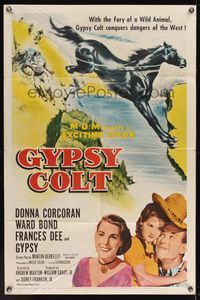6x388 GYPSY COLT 1sh '54 Ward Bond, Frances Dee, young Donna Corcoran & wild stallion!