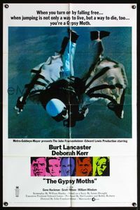 6x390 GYPSY MOTHS style B 1sh '69 Burt Lancaster, John Frankenheimer, cool sky diving image!