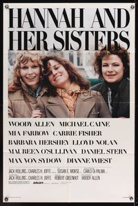 6x397 HANNAH & HER SISTERS 1sh '86 Allen directed, Mia Farrow, Dianne Weist & Barbara Hershey!