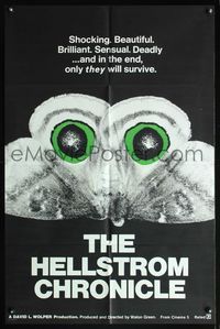 6x414 HELLSTROM CHRONICLE 1sh '71 cool huge moth close up image, only THEY will survive!