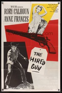 6x419 HIRED GUN 1sh '57 great art of Rory Calhoun & sexy Anne Francis!