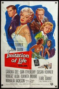 6x445 IMITATION OF LIFE 1sh '59 art of sexy Lana Turner, Sandra Dee, from Fannie Hurst novel!