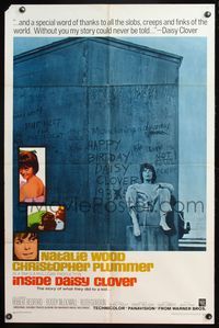 6x447 INSIDE DAISY CLOVER 1sh '66 great image of bad girl Natalie Wood, Christopher Plummer!
