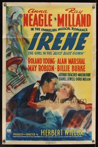 6x448 IRENE style A 1sh '40 Anna Neagle stares lovingly into the eyes of handsome young Ray Milland!