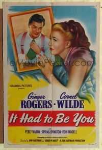6x451 IT HAD TO BE YOU 1sh '47 Ginger Rogers cuddles with picture of Cornel Wilde!