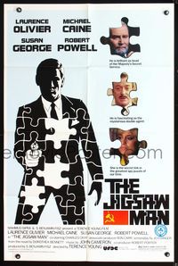 6x456 JIGSAW MAN 1sh '83 Laurence Olivier, Michael Caine, Susan George, cool art of spy!