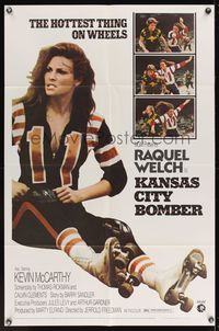 6x463 KANSAS CITY BOMBER 1sh '72 sexy roller derby girl Raquel Welch, the hottest thing on wheels!