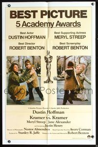 6x475 KRAMER VS. KRAMER Awards 1sh '79 Dustin Hoffman, Meryl Streep, child custody & divorce!