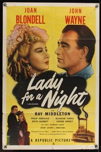6x479 LADY FOR A NIGHT 1sh R50 close up of John Wayne & sexy Joan Blondell!