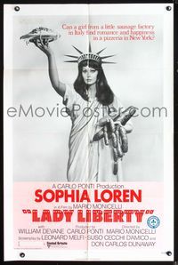 6x480 LADY LIBERTY 1sh '72 great wacky image of sexy Sophia Loren as Statue of Liberty!