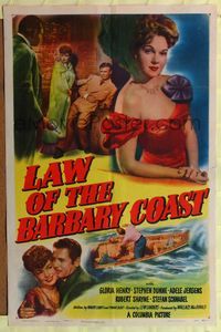6x491 LAW OF THE BARBARY COAST 1sh '49 sexy Gloria Henry, Stephen Dunne!