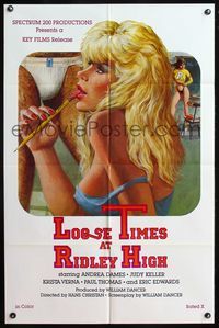 6x503 LOOSE TIMES AT RIDLEY HIGH 1sh '84 Hans Christan, sexy artwork of girl w/pencil in her mouth!