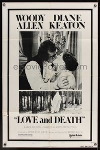 6x507 LOVE & DEATH style B 1sh '75 Woody Allen & Diane Keaton romantic kiss close up!