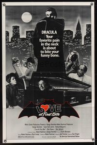 6x508 LOVE AT FIRST BITE 1sh '79 AIP, wacky vampire image of George Hamilton as Dracula!
