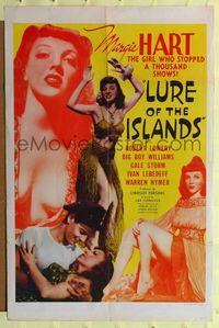 6x511 LURE OF THE ISLANDS style C 1sh R50 sexy Margie Hart, the girl who stopped a thousand shows!