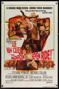 6x517 MAGNIFICENT SEVEN RIDE 1sh '72 art of cowboy Lee Van Cleef firing six-shooter!