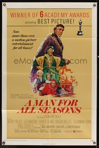 6x523 MAN FOR ALL SEASONS 1sh R72 Paul Scofield, Robert Shaw, Best Picture Academy Award!