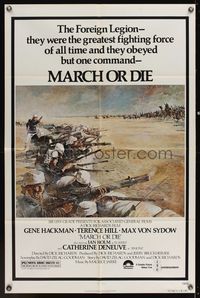 6x532 MARCH OR DIE Tom Jung Battle Style 1sh '76 Gene Hackman, Terence Hill, art of French Foreign Legion!