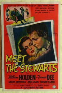 6x543 MEET THE STEWARTS 1sh '42 close-up of William Holden & Frances Dee!