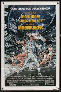 6x553 MOONRAKER 1sh '79 art of Roger Moore as James Bond & sexy babes by Gouzee!