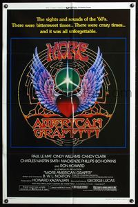 6x555 MORE AMERICAN GRAFFITI style A 1sh '79 Ron Howard, cool psychedelic art by Mouse/Kelley!