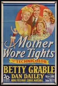 6x557 MOTHER WORE TIGHTS 1sh '47 art of Betty Grable, Dan Dailey, Mona Freeman & Connie Marshall!
