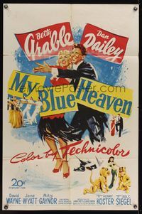6x567 MY BLUE HEAVEN 1sh '50 great art of sexy Betty Grable showing her legs & Dan Dailey too!