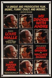 6x568 MY DINNER WITH ANDRE 1sh '81 Wallace Shawn, Andre Gregory, Louis Malle directed!
